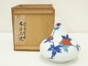 有田焼　今泉今右衛門造　錦花絵花瓶（共箱）